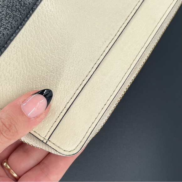 KATE SPADE Bay Street Pebbled Leather Cream & Black Zip Around Wallet EUC - Picture 6 of 15